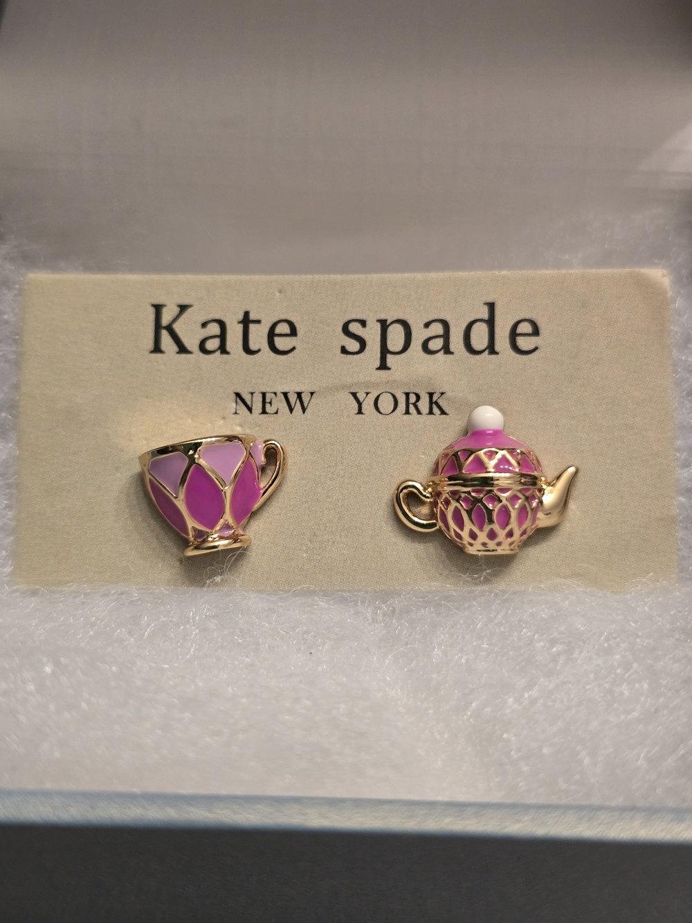 kate spade Pink Teacup and Teapot Enamel Stud Earrings